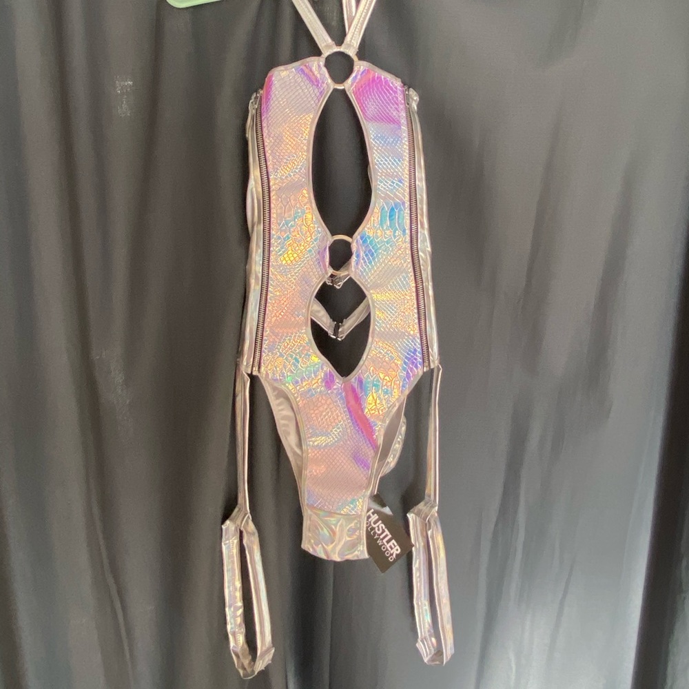 Hustler Snakeskin keyhole romper/bodysuit.